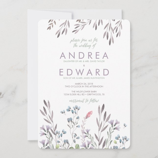 Invitation Mariage Fleur sauvage (Devant)