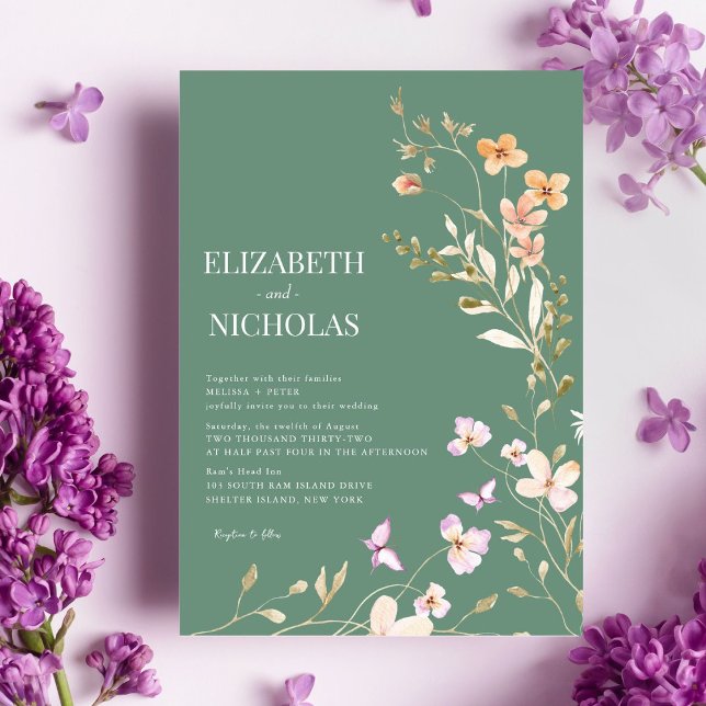 Invitation Mariage fleur sauvage (Créateur téléchargé)