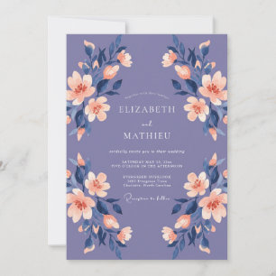Invitation Mariage Fleur Sauvage Abricot Améthyste