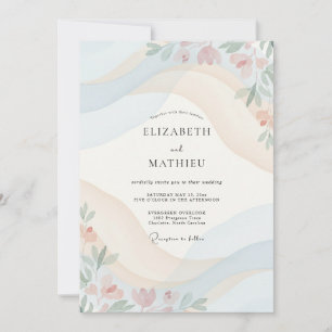 Invitation Mariage Fleur Sauvage Abricot Crème