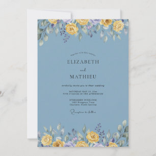 Invitation Mariage Fleur Sauvage Ambre Ardoise