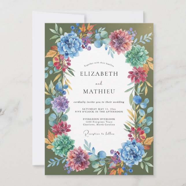 Invitation Mariage Fleur Sauvage Ambre Magenta (Devant)