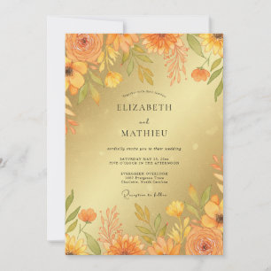 Invitation Mariage Fleur Sauvage Ambre Moutarde