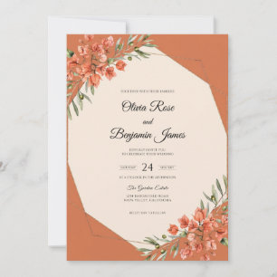 Invitation Mariage Fleur Sauvage Ambre Rouille