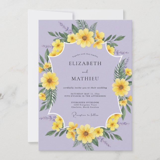 Invitation Mariage Fleur Sauvage Ambre Violet (Devant)