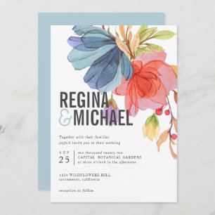 Invitation Mariage Fleur sauvage Aqua