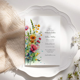 Invitation Mariage Fleur sauvage aquarelle