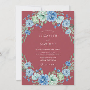 Invitation Mariage Fleur Sauvage Azur Bourgogne