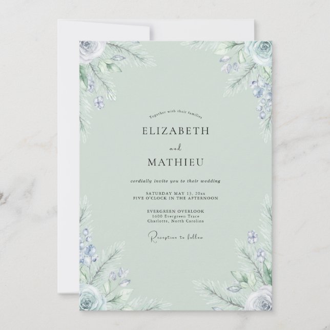 Invitation Mariage Fleur Sauvage Bigorneau Mousse de Mer (Devant)