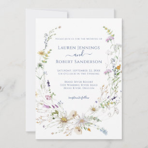 Invitation Mariage Fleur sauvage bleu Boho