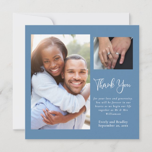 Invitation Mariage Fleur sauvage bleu Dusty (Devant)