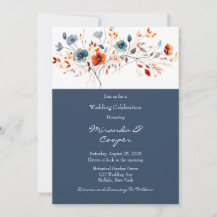 Invitation Mariage Fleur sauvage bleu et orange