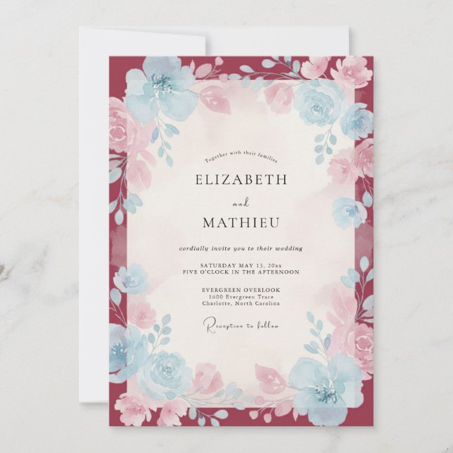 Invitation Mariage Fleur Sauvage Bleuet de Bourgogne (Devant)