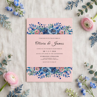 Invitation Mariage Fleur Sauvage Bleuet Rougeur