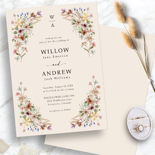 Invitation Mariage Fleur sauvage Boho (Boho Wildflower Wedding Invitation
)