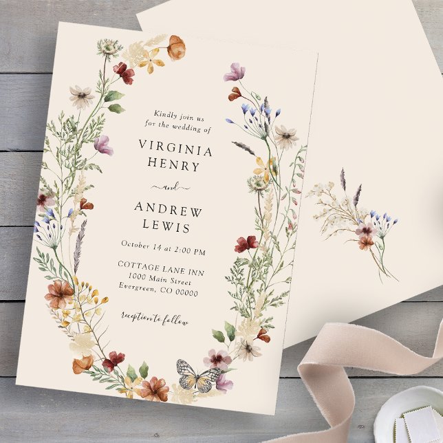 Invitation Mariage Fleur sauvage Boho (Boho Wildflower Wedding Invitation
)