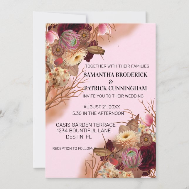 Invitation Mariage Fleur sauvage Boho enchanted Fairytale (Devant)