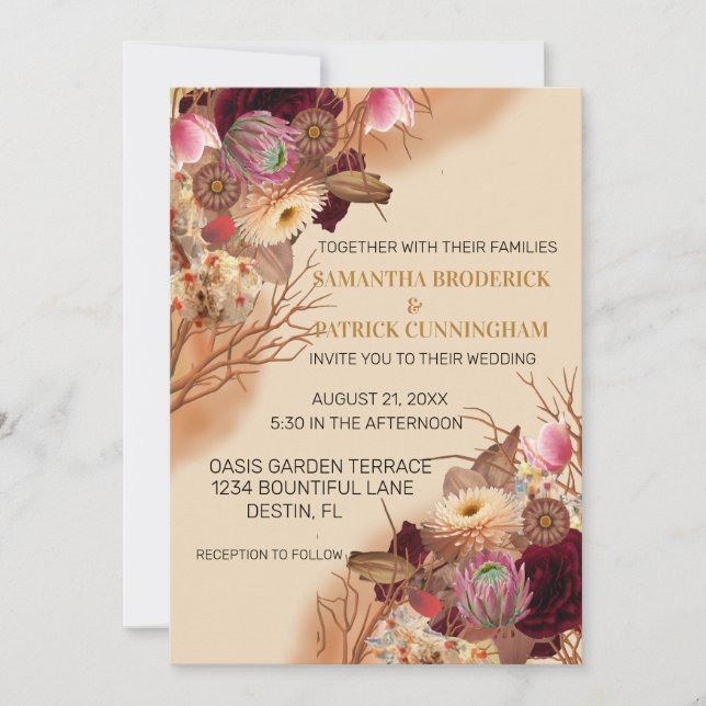 Invitation Mariage Fleur sauvage Boho enchanted Fairytale (Devant)