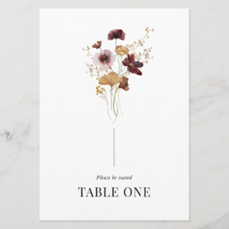 Invitation Mariage Fleur sauvage Boho moderne Nom Numéro de t