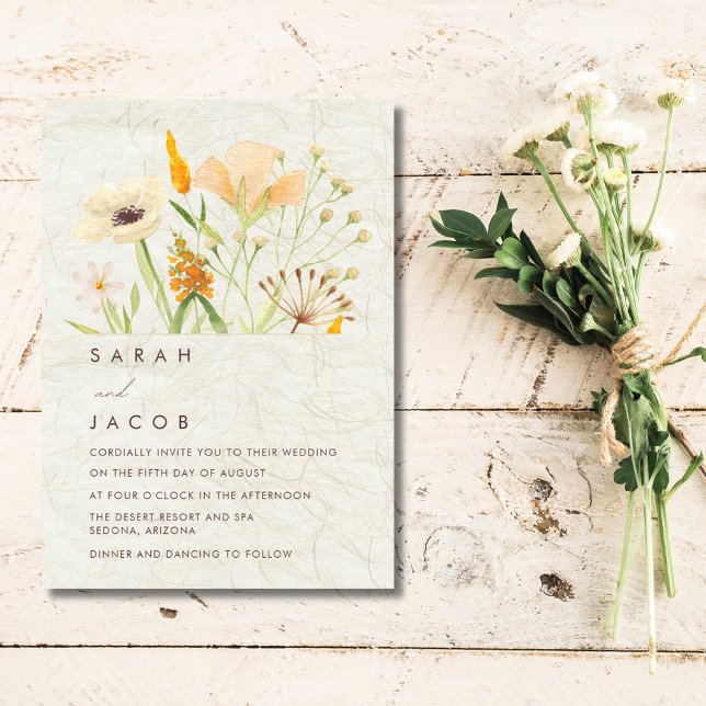 Invitation Mariage Fleur sauvage capricieux (Whimsical Wildflowers Wedding Invitation)