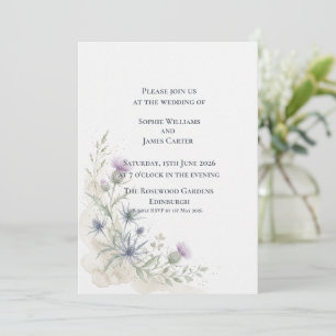 Invitation Mariage Fleur Sauvage Chardon Érynge Écossais