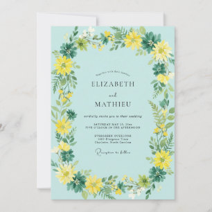 Invitation Mariage Fleur Sauvage Citron Cyan