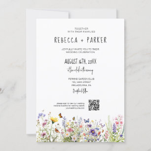 Invitation Mariage fleur sauvage couleur aquarelle