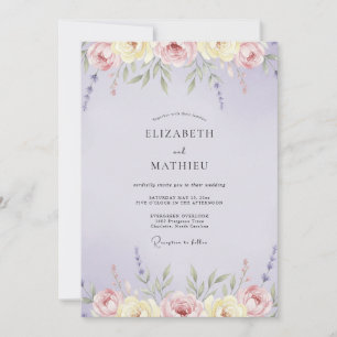 Invitation Mariage Fleur Sauvage Crème Améthyste