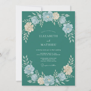 Invitation Mariage Fleur Sauvage Crème de Teal