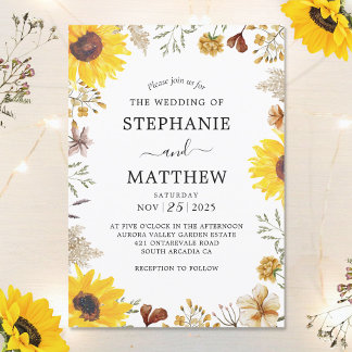 Invitation Mariage fleur sauvage de l'aquarelle botanique de