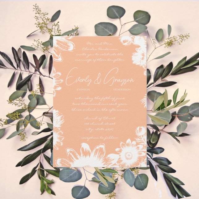 Invitation Mariage Fleur sauvage de Peach Bohemian (Créateur téléchargé)