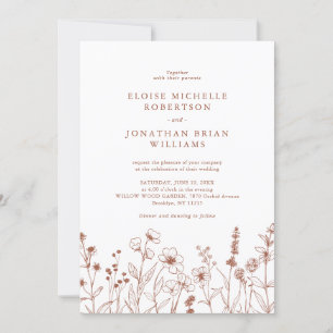 Invitation Mariage Fleur sauvage de périphérique minimaliste 