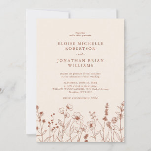 Invitation Mariage Fleur sauvage de périphérique minimaliste