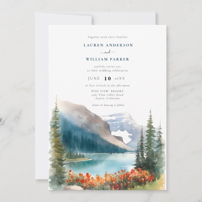 Invitation Mariage Fleur sauvage des monts Watercolor (Devant)