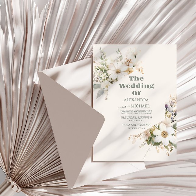 Invitation Mariage Fleur sauvage Elegant Boho (Créateur téléchargé)