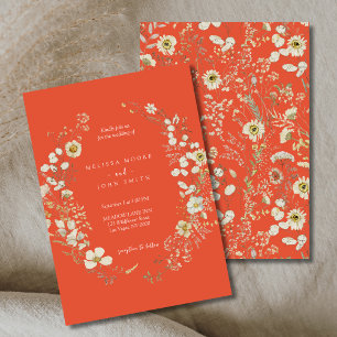 Invitation Mariage Fleur sauvage en terre cuite blanc Flora B