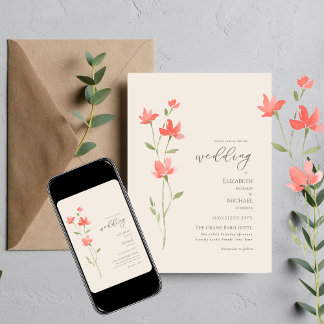 Invitation Mariage fleur sauvage Inviter Floral Print ou Digi