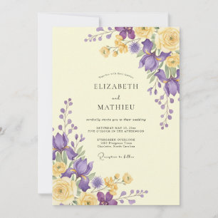 Invitation Mariage Fleur Sauvage Jaune Améthyste
