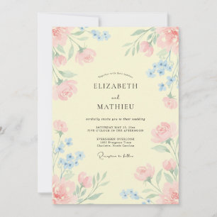 Invitation Mariage Fleur Sauvage Jaune Beurre