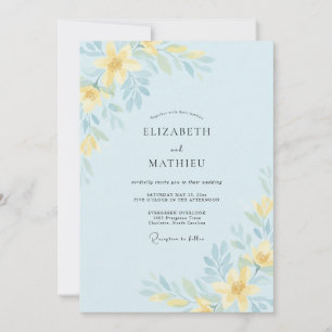 Invitation Mariage Fleur Sauvage Jaune Ciel Délicat
