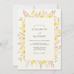 Invitation Mariage Fleur Sauvage Jaune Cuivre