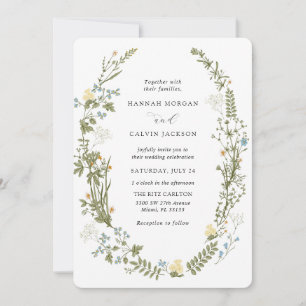 Invitation Mariage fleur sauvage jaune et bleu