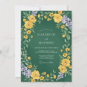 Invitation Mariage Fleur Sauvage Jaune Forêt de Jardin