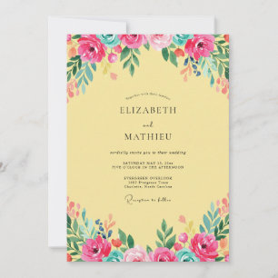 Invitation Mariage Fleur Sauvage Jaune Magenta
