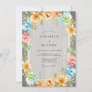 Invitation Mariage Fleur Sauvage Jaune Orange