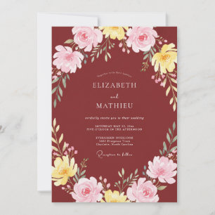 Invitation Mariage Fleur Sauvage Jaune Rouille
