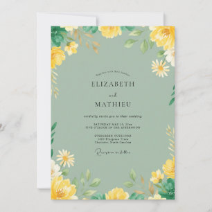 Invitation Mariage Fleur Sauvage Jaune Sauge