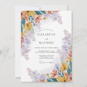 Invitation Mariage Fleur Sauvage Lavande Jaune