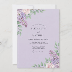 Invitation Mariage Fleur Sauvage Lilas Atténué