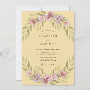 Invitation Mariage Fleur Sauvage Lilas Beurre